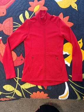 Ibex Women's 100% Merino Wool Full Zip Jacket Red Small Made in USA